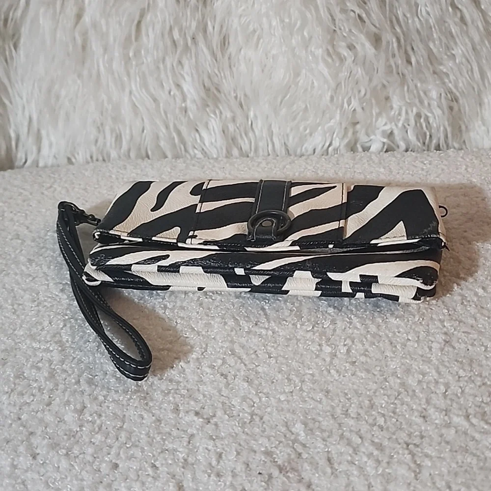 Zebra Striped Faux leather 3 compartment Wallet wristlet